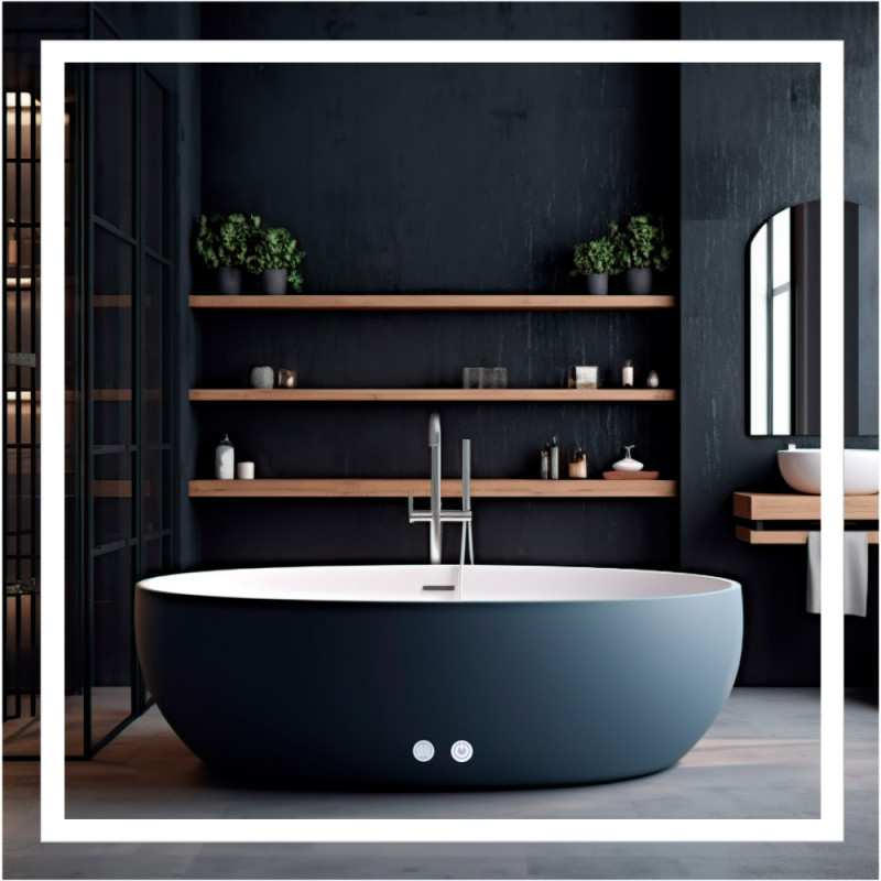 Дзеркало Qtap Mideya (MI1) 800x800 з LED-підсвічуванням Touch, з антизапотіванням, димером, рег. яскравості QT2078NCF808048477
