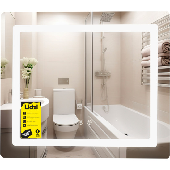 Дзеркало Lidz Kubis (KU2) 700х600 з LED-підсвічуванням Touch, з антизапотіванням, з димером, рег. яскравості LDKU60070049286