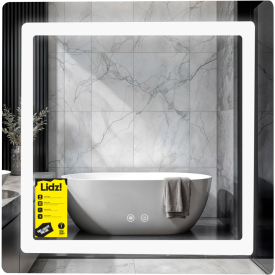 Дзеркало Lidz Kubis (KU2) 700х700 з LED-підсвічуванням Touch, з антизапотіванням, з димером, рег. яскравості LDKU70070049288