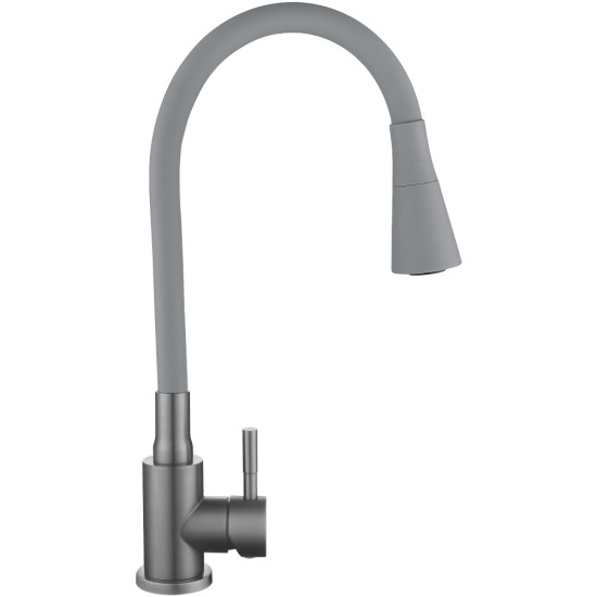 Змішувач для кухні Lidz Aria 015F31 (k35) з гнучким виливом LDARI015F31GGRP49567 Graphite/Grey