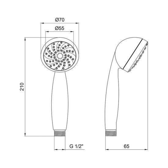 Лейка для ручного душа Lidz Niagara 03 70 мм округлая LDNIA03CRM22036 Chrome