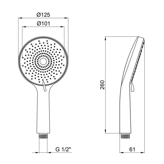 Лейка для ручного душа 120 мм округлая Qtap Rucni QTRUCA120R3GRP