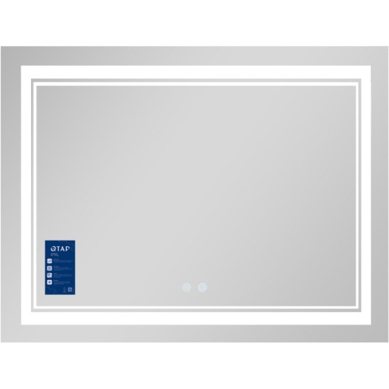Дзеркало Qtap Cardinal 1000х700 з LED-підсвічуванням Touch, з антизапотіванням, з димером, рег. темп. кольору (3000-6500K) QT0478C10070