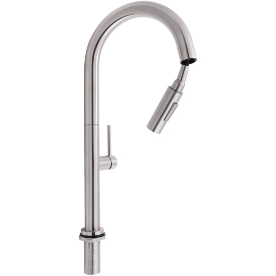 Змішувач для кухні Qtap Lenicka з висувним виливом QTLEN9138103UN Brushed Nickel PVD