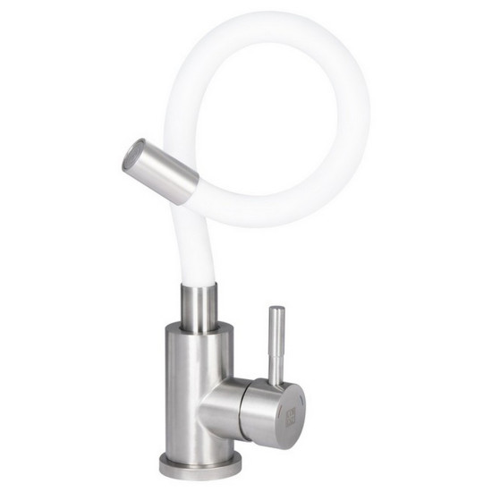 Смеситель для кухни Lidz Aria 015F3 с гибким изливом (k35) LDARI015F3WHI43362 White / Nickel