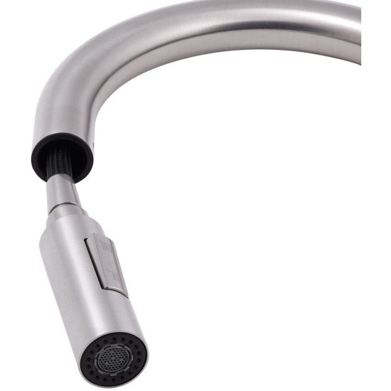Смеситель для кухни Qtap Lenicka с выдвижным изливом QTLEN9138103UN Brushed Nickel PVD