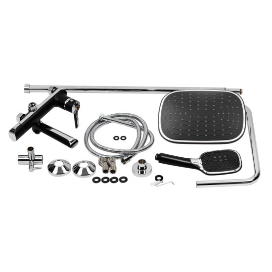 Набор 2в1 Qtap Grand на три потребителя (с изливом) QTGRABCR1004 Chrome/Black + Qtap Grand QTGRABCR001F Chrome/Black