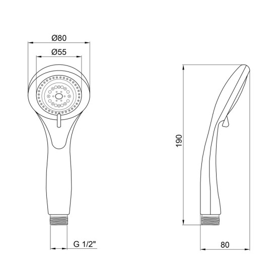 Лейка для ручного душа Lidz Niagara 24 80 мм округлая LDNIA24CRM39332 Chrome