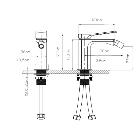 Смеситель для биде Qtap Slavonice QTSLA255BLM45922 Black Matt