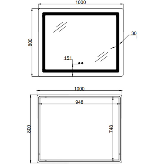 Дзеркало Lidz Kubis (KU2) 1000х800 з LED-підсвічуванням Touch, з антизапотіванням, з димером, рег. яскравості LD78LF6141008048450