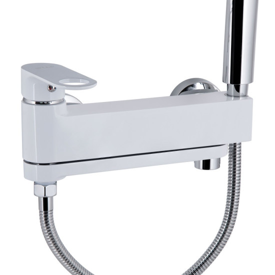 Смеситель для ванны Qtap Jay с поворотным изливом (c душевым гарнитуром) QTJAY260CRW45554 Chrome/White