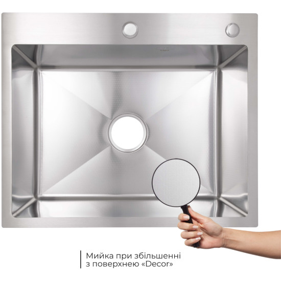 Lidz Handmade H6050H Мойка для кухни интегрированная Decor Honeycomb 2,5/0,5 мм LDH6050DEC48370