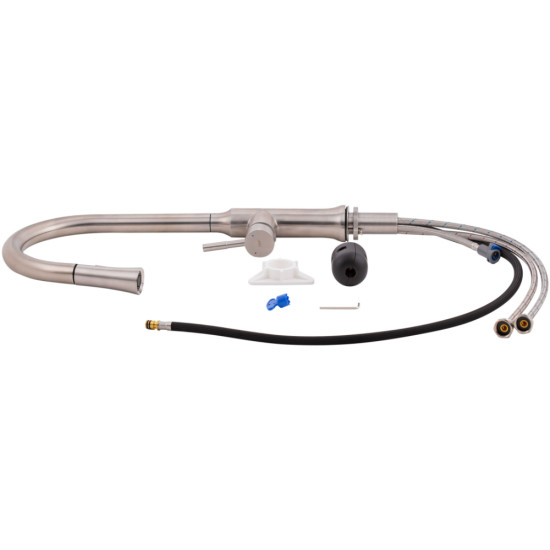 Змішувач для кухні Qtap Baruska з висувним виливом QTBAR9137103UN Brushed Nickel PVD