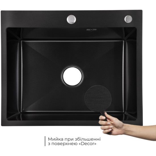 Lidz Handmade H6050HB Мойка для кухни интегрированная Decor Black PVD Honeycomb 2,5/0,5 мм LDH6050BDECPVD48371