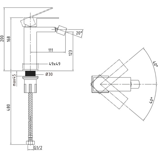 Змішувач для биде Lidz Helix 001AF (k35) LDHEL001AFNKS49181 Nickel