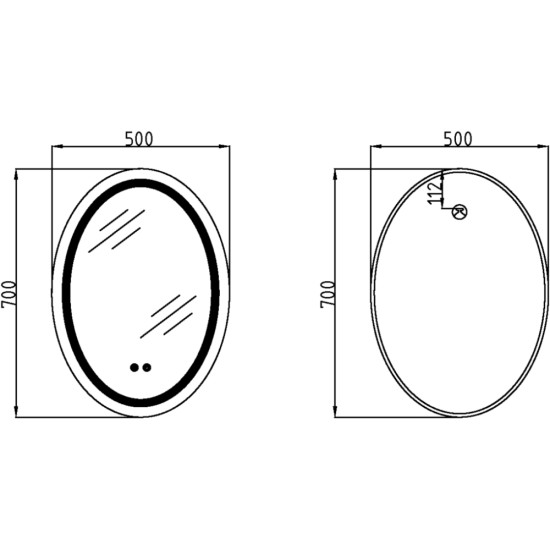 Дзеркало Qtap Mideya 500х700 з LED-підсвічуванням Touch, з антизапотіванням, димером QT2078NCR5070W