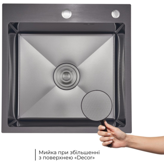 Комплект Lidz Handmade H5050HB Мойка для кухни интегрированная Decor Black PVD Honeycomb в комплекте с дозатором+Lidz LIDZK01B Корзина для мойки