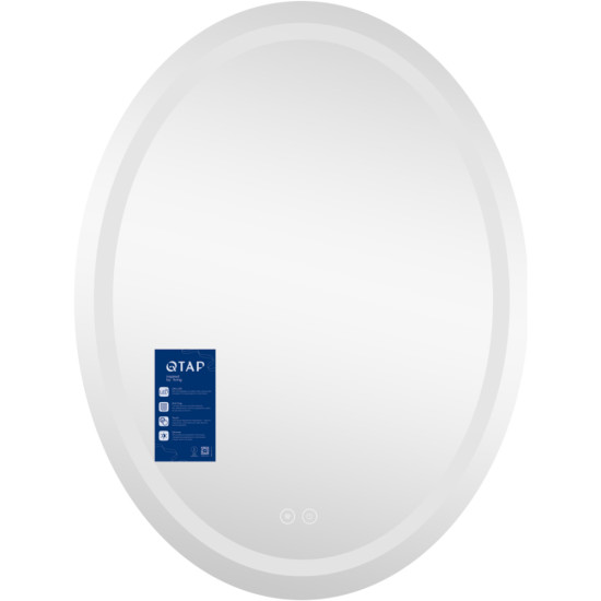 Дзеркало Qtap Mideya 500х700 з LED-підсвічуванням Touch, з антизапотіванням, димером QT2078NCR5070W
