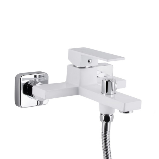 Смеситель для ванны Qtap Gemini (c душевым гарнитуром) QTGEM259CRW45683 Chrome/White
