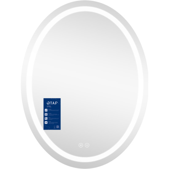 Дзеркало Qtap Mideya 500х700 з LED-підсвічуванням Touch, з антизапотіванням, димером QT2078NCR5070W