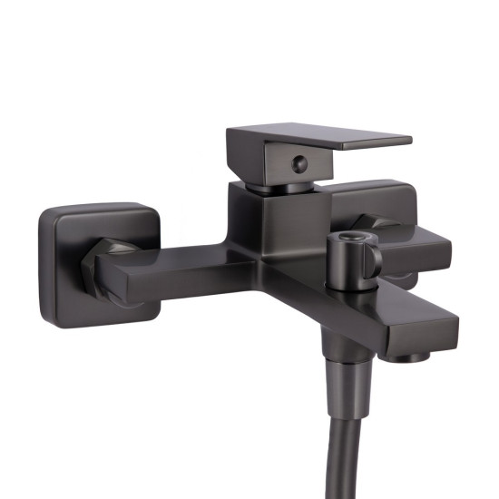 Смеситель для ванны Qtap Gemini (c душевым гарнитуром) QTGEM259GMB45684 Gunmetal Black PVD
