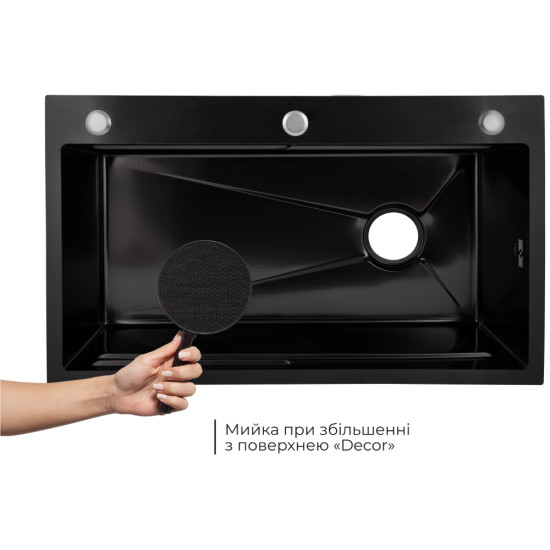 Lidz Handmade H7545B Мойка для кухни интегрированная Decor Black PVD Honeycomb 3,0/1,0 мм LDH7545BDECPVD48373