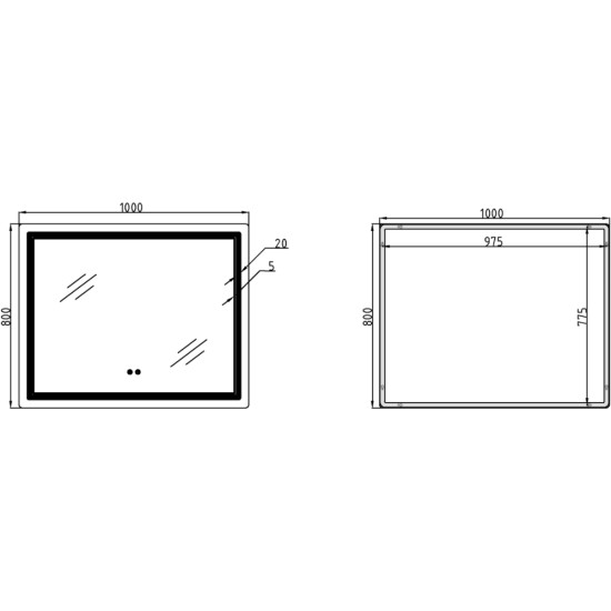 Дзеркало Qtap Cardinal (CA2) 1000х800 з LED-підсвічуванням Touch, з антизапотіванням, з димером, рег. темп. кольору (3000-6500K) QT0478C1008048455