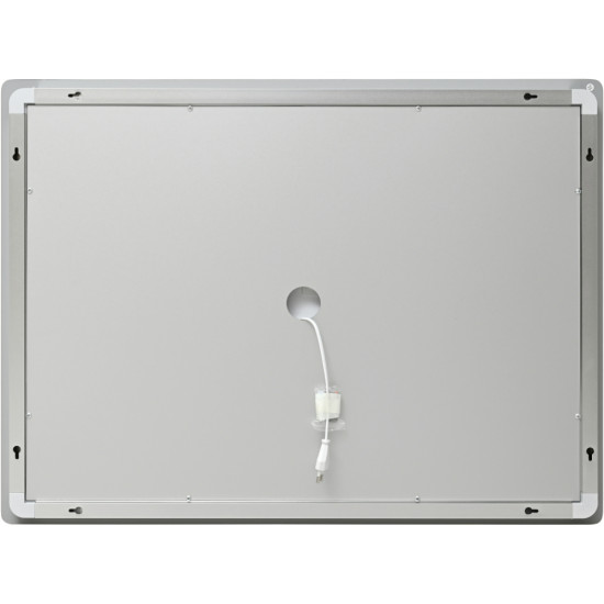 Зеркало Lidz Kubis (KU2) 800х600 с часами, с LED-подсветкой Touch, с антизапотеванием, с диммером, рег. яркости LDKU800600CL48281