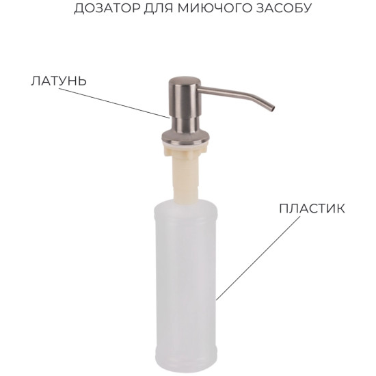 Комплект Lidz Handmade H5050 Мойка для кухни интегрированная Brushed в комплекте с дозатором + Lidz K01G Корзина для кухонной мойки