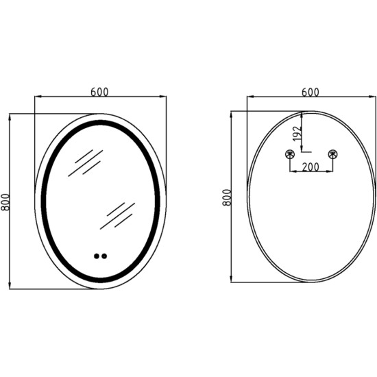 Дзеркало Qtap Mideya (DC-F801) 600х800 з LED-підсвічуванням Touch, з антизапотіванням, димером QT2078F801W