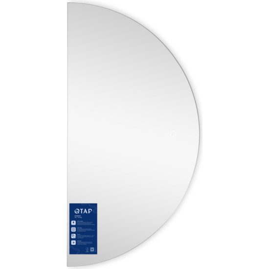 Дзеркало Qtap Taurus HR800 з LED-підсвічуванням Touch, з антизапотіванням, з димером, рег. темп. кольору (3000-6500K) QTTAUHR800