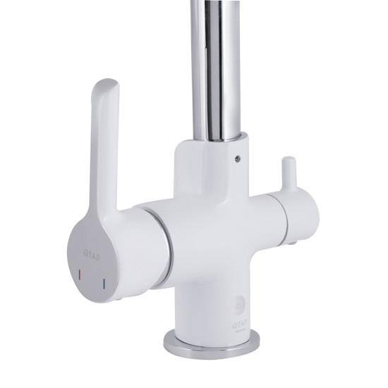 Смеситель для кухни Qtap Grand с подключением для питьевой воды QTGRA362CRW45668 Chrome/White