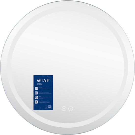 Дзеркало Qtap Mideya R600 з LED-підсвічуванням Touch, з антизапотіванням, димером QT2078F803W