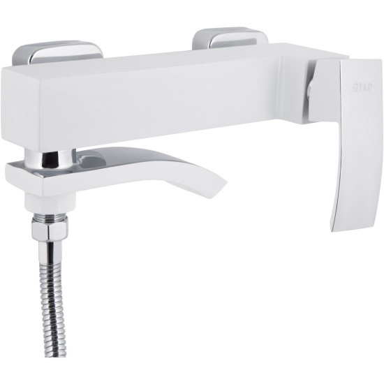 Смеситель для ванны Qtap Swan Cascada с поворотным изливом (c душевым гарнитуром) QTSWA260CRW45569 Chrome/White