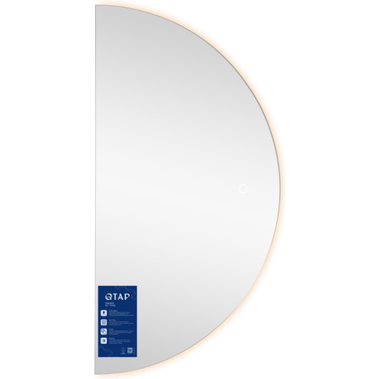 Дзеркало Qtap Taurus HR800 з LED-підсвічуванням Touch, з антизапотіванням, з димером, рег. темп. кольору (3000-6500K) QTTAUHR800