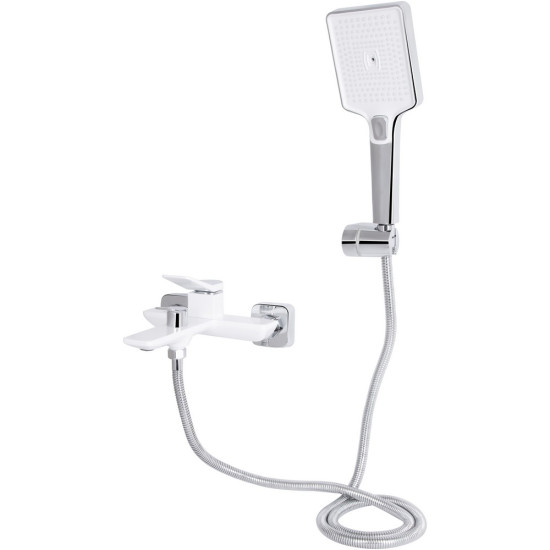Смеситель для ванны Qtap Presto (c душевым гарнитуром) QTPRE259CRW45579 Chrome/White