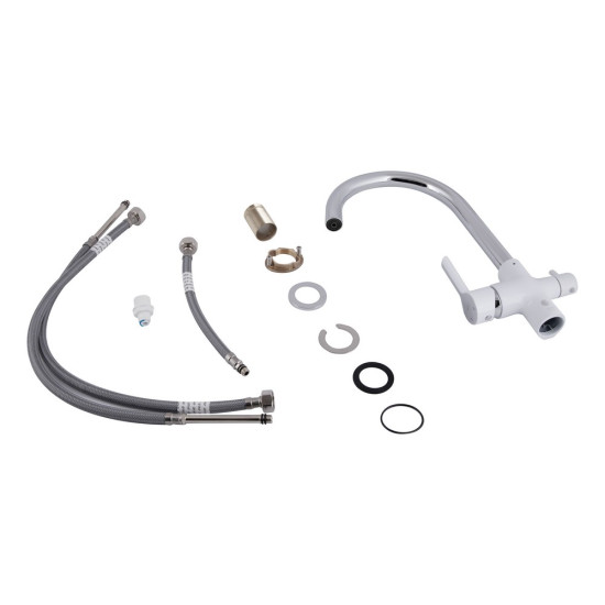 Смеситель для кухни Qtap Grand с подключением для питьевой воды QTGRA362CRW45668 Chrome/White