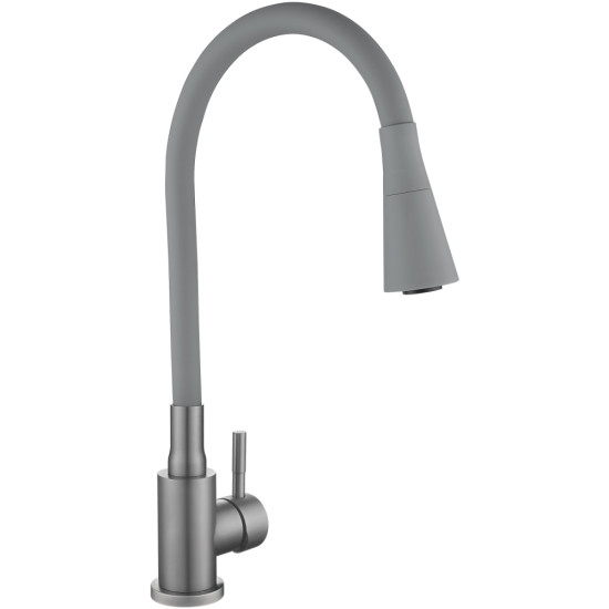 Змішувач для кухні Lidz Aria 015F31 (k35) з гнучким виливом LDARI015F31GGRP49567 Graphite/Grey