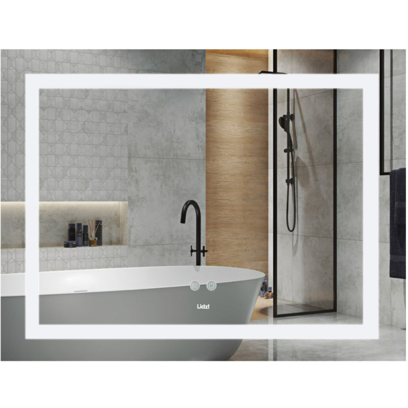 Дзеркало Lidz Kubis 1000х800 з LED-підсвічуванням Touch, з антизапотіванням, з димером, рег. яскравості LD78LF61410080