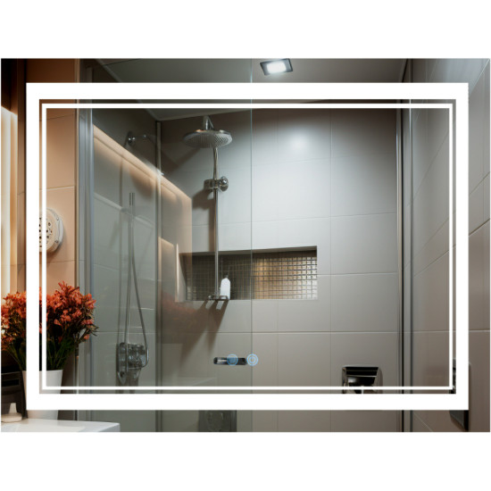 Дзеркало Qtap Cardinal (CA1) 1000х800 з LED-підсвічуванням Touch, з антизапотіванням, з димером, рег. темп. кольору (3000-6500K) QT0478C10080