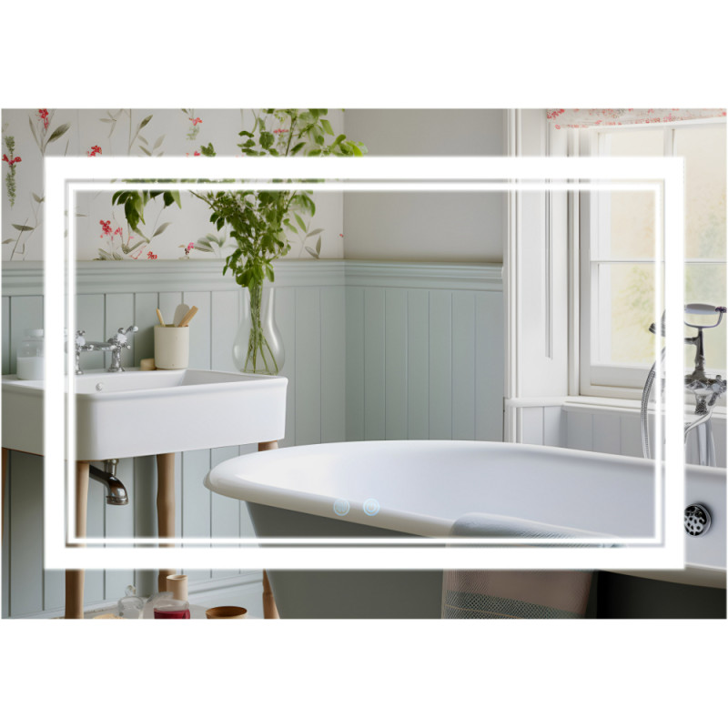 Дзеркало Qtap Cardinal 1200х800 з LED-підсвічуванням Touch, з антизапотіванням, з димером, рег. темп. кольору (3000-6500K) QT0478C12080