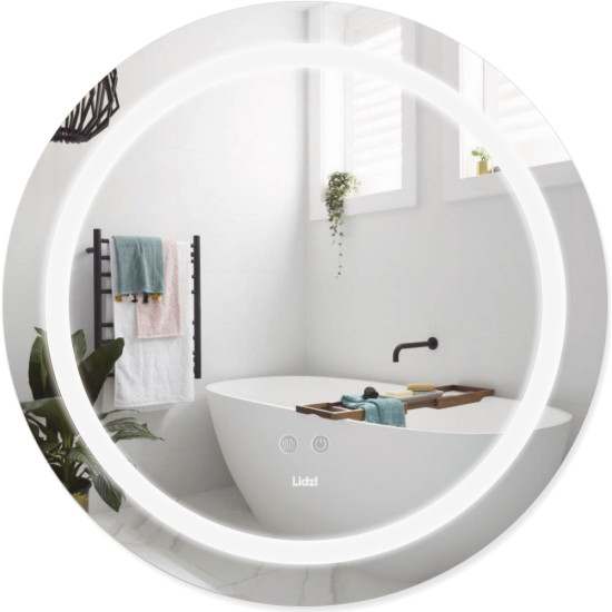 Дзеркало Lidz Aria R600 з LED-підсвічуванням Touch, з антизапотіванням, з димером, рег. яскравості LD78LR600