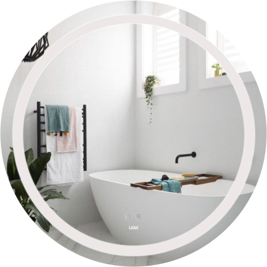 Дзеркало Lidz Aria R800 з LED-підсвічуванням Touch, з антизапотіванням, з димером, рег. яскравості LD78LR800