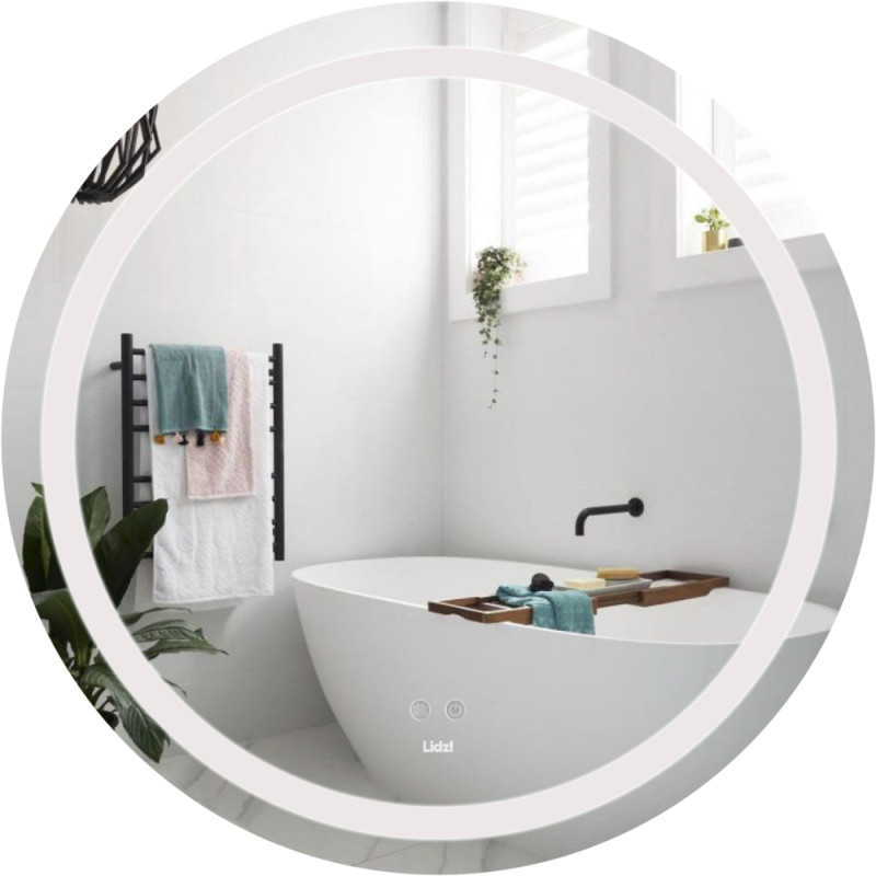 Дзеркало Lidz Aria R800 з LED-підсвічуванням Touch, з антизапотіванням, з димером, рег. яскравості LD78LR800