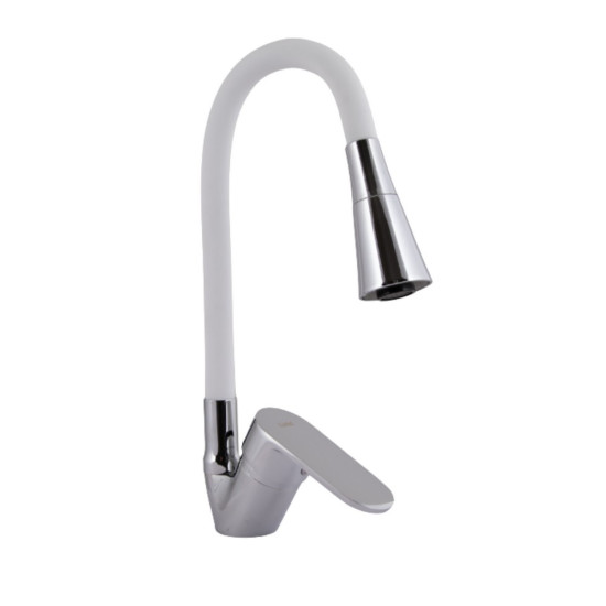 Смеситель для кухни Lidz Tani 008F3 с гибким изливом (k40) LDTAN008F3WCR37037 White / Chrome