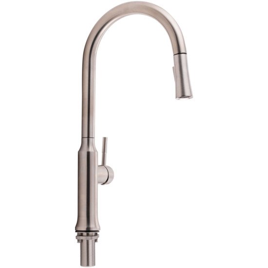Змішувач для кухні Qtap Baruska з висувним виливом QTBAR9137103UN Brushed Nickel PVD