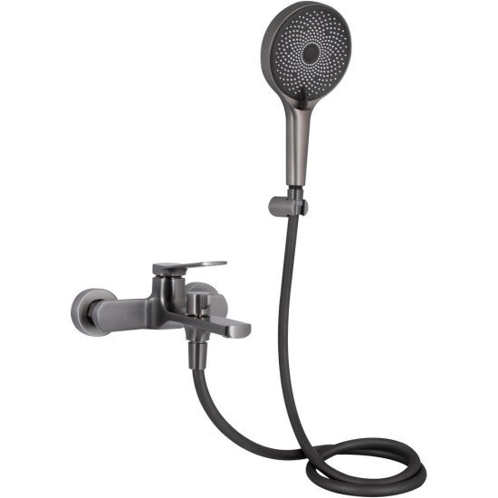 Смеситель для ванны Qtap Slavonice (c душевым гарнитуром) QTSLV259GMB48035 Gunmetal Black PVD