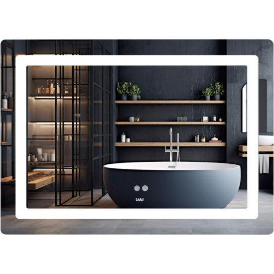 Зеркало Lidz Kubis (KU2) 1200х800 с LED-подсветкой Touch, с антизапотеванием, с диммером, рег. яркости LDKUB120080049007