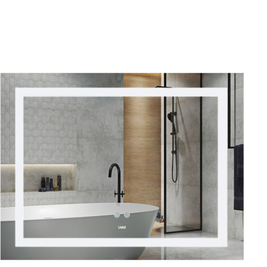 Дзеркало Lidz Kubis (KU1) 1200х800 з LED-підсвічуванням Touch, з антизапотіванням, з димером, рег. яскравості LDKUB120080049008