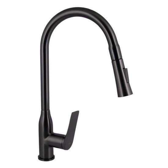 Смеситель для кухни Qtap Vlasta New с выдвижным изливом QTVLA344GMB45647 Gunmetal Black PVD